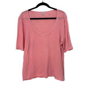 J.Crew Pink Slub Knit Scoop Neck Short Sleeve Tee Shirt XL 82955 Cotton Modal